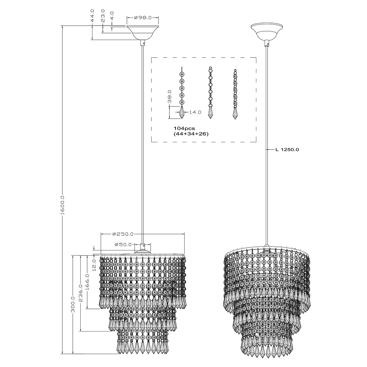 Suspension LED - Luminaire Suspendu - Trion Oranta - Douille E27 - 1-lumière - Rond - Mat Chrome - Aluminium