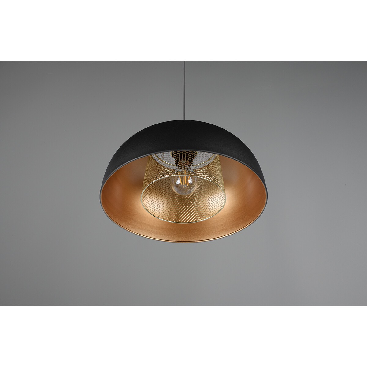 Suspension LED - Luminaire Suspendu - Trion Palmo XL - Douille E27 - 1-lumière - Rond - Mat Noir - Aluminium