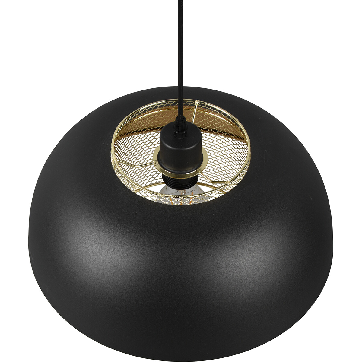 Suspension LED - Luminaire Suspendu - Trion Palmo XL - Douille E27 - 1-lumière - Rond - Mat Noir - Aluminium