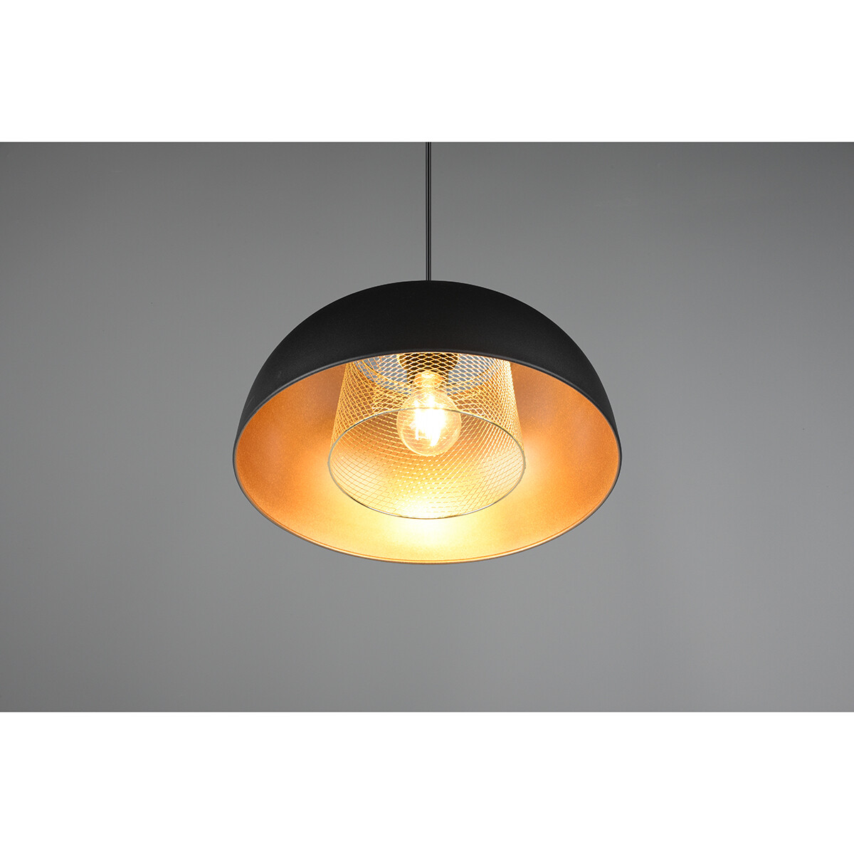 Suspension LED - Luminaire Suspendu - Trion Palmo XL - Douille E27 - 1-lumière - Rond - Mat Noir - Aluminium