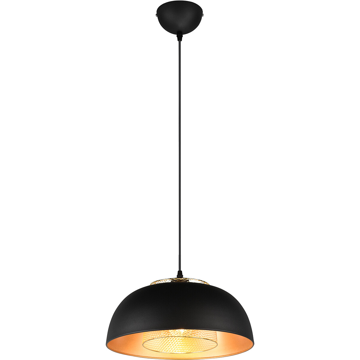 Suspension LED - Luminaire Suspendu - Trion Palmo XL - Douille E27 - 1-lumière - Rond - Mat Noir - Aluminium