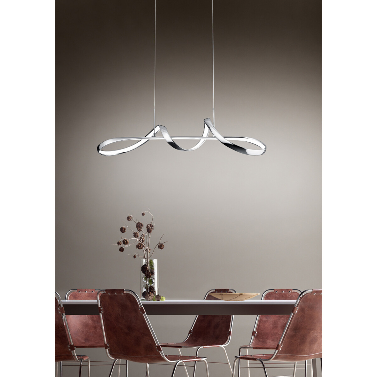 Suspension LED - Luminaire Suspendu - Trion Peruino - 37W - Blanc Neutre 4000K - Dimmable - Rond - Chrome Brillant - Aluminium