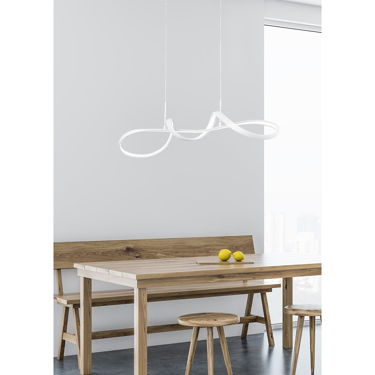 Suspension LED - Luminaire Suspendu - Trion Peruino - 37W - Blanc Neutre 4000K - Dimmable - Rond - Mat Blanc - Aluminium