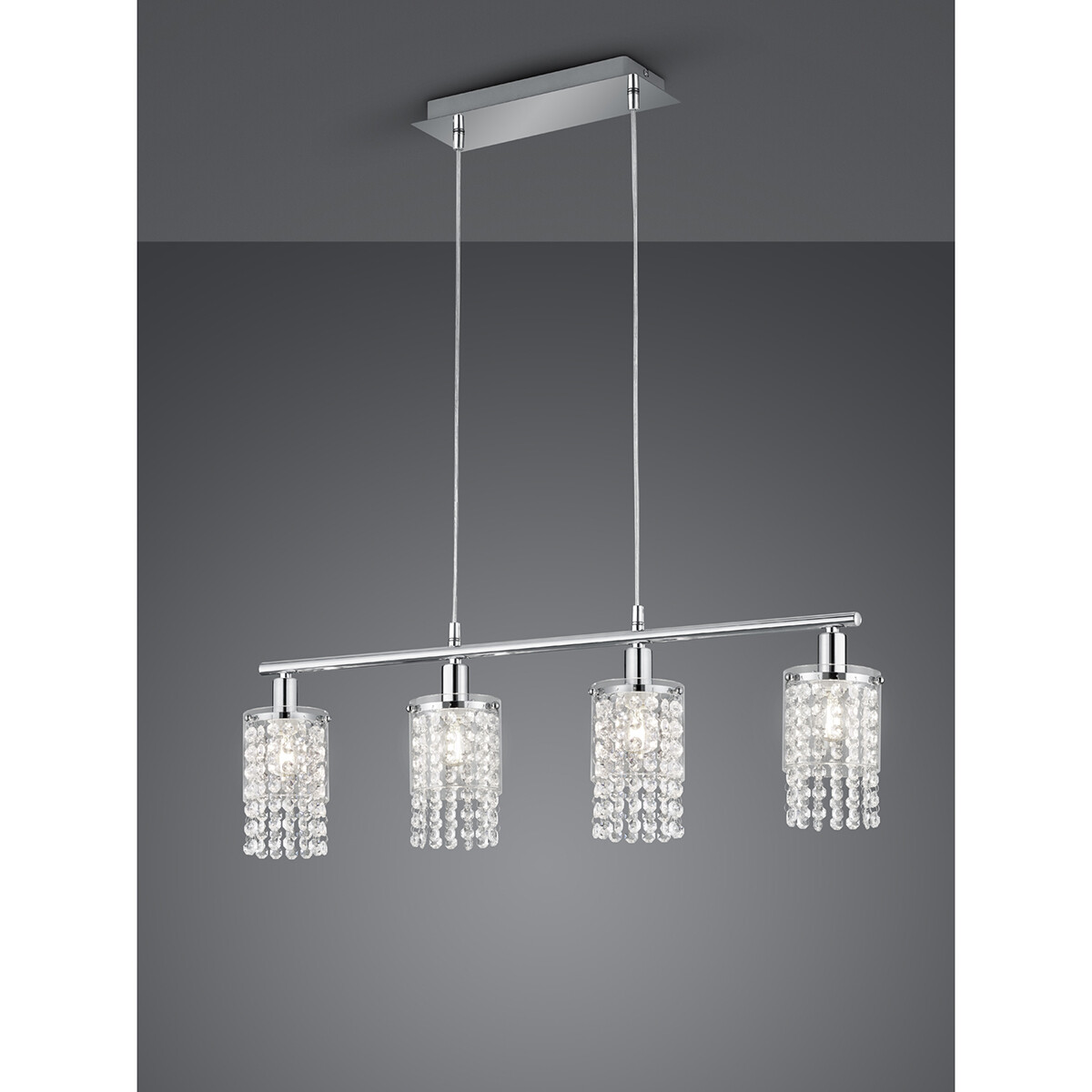 Suspension LED - Luminaire Suspendu - Trion Pocino - Douille E14 - 4-lumières - Rectangle - Mat Chrome - Aluminium