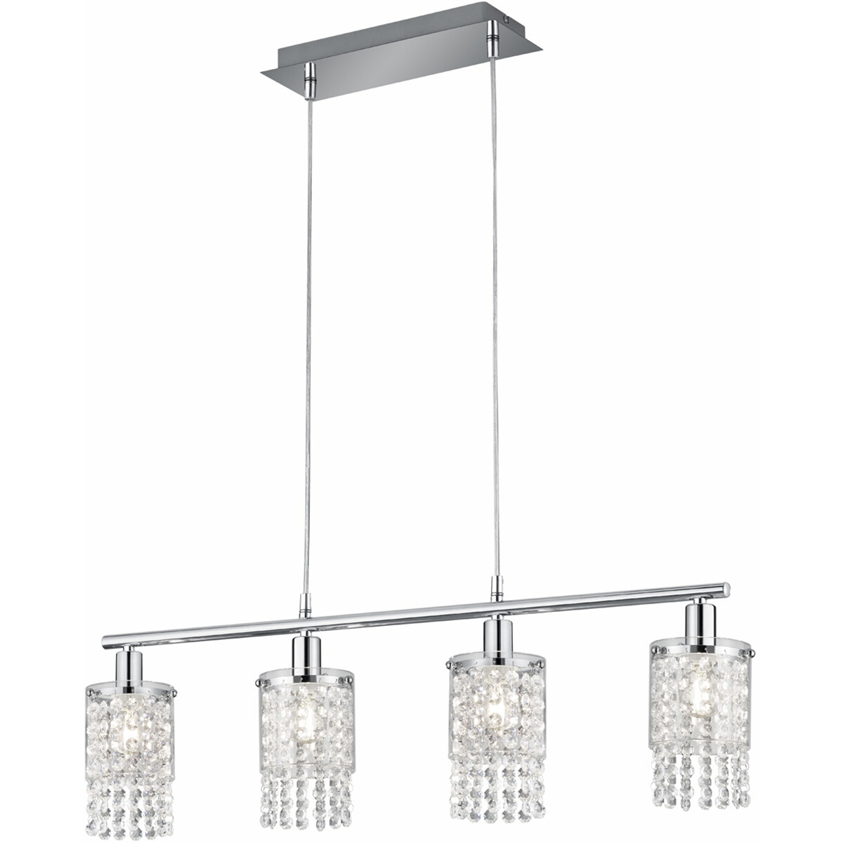 Suspension LED - Luminaire Suspendu - Trion Pocino - Douille E14 - 4-lumières - Rectangle - Mat Chrome - Aluminium