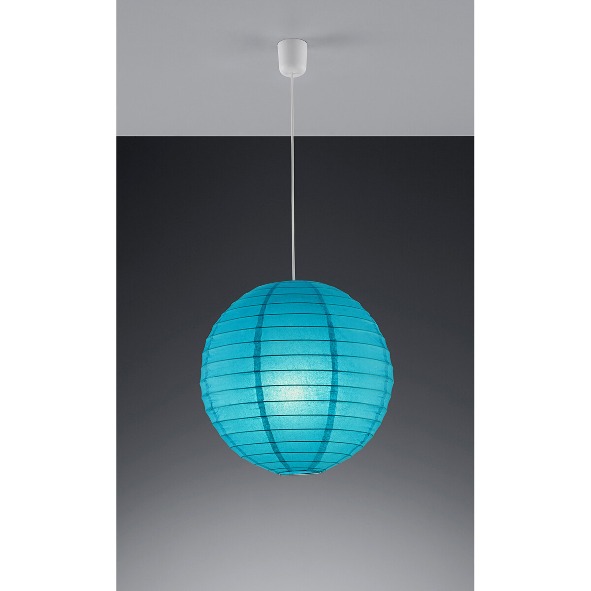 Suspension LED - Luminaire Suspendu - Trion Ponton - Douille E27 - Rond - Mat Turquoise - Papier