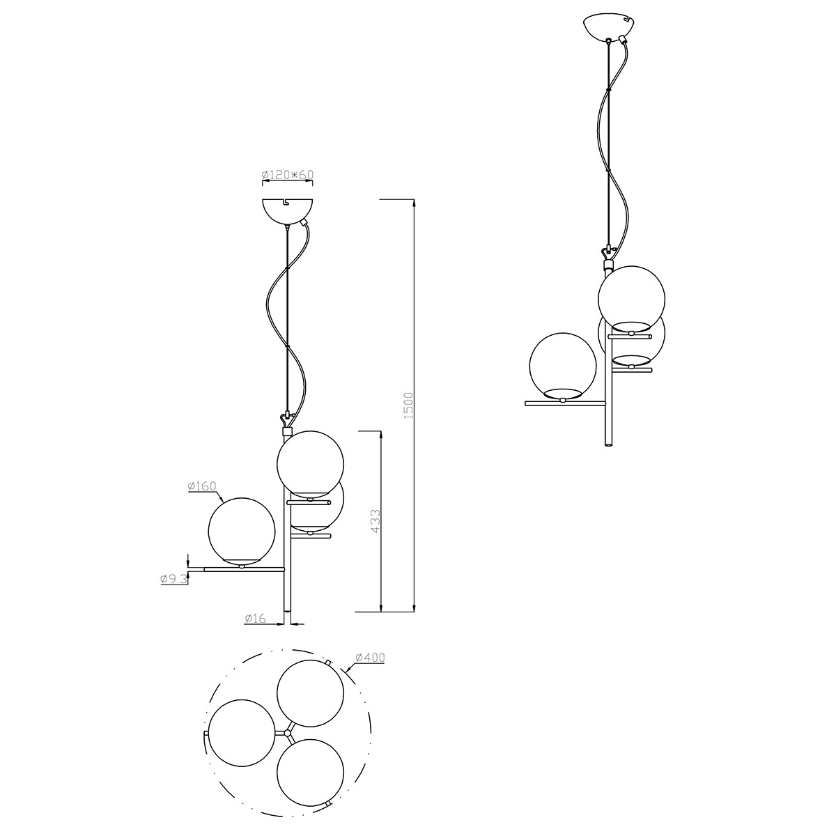 Suspension LED - Luminaire Suspendu - Trion Pora - Douille E14 - Rond - Mat Or - Aluminium