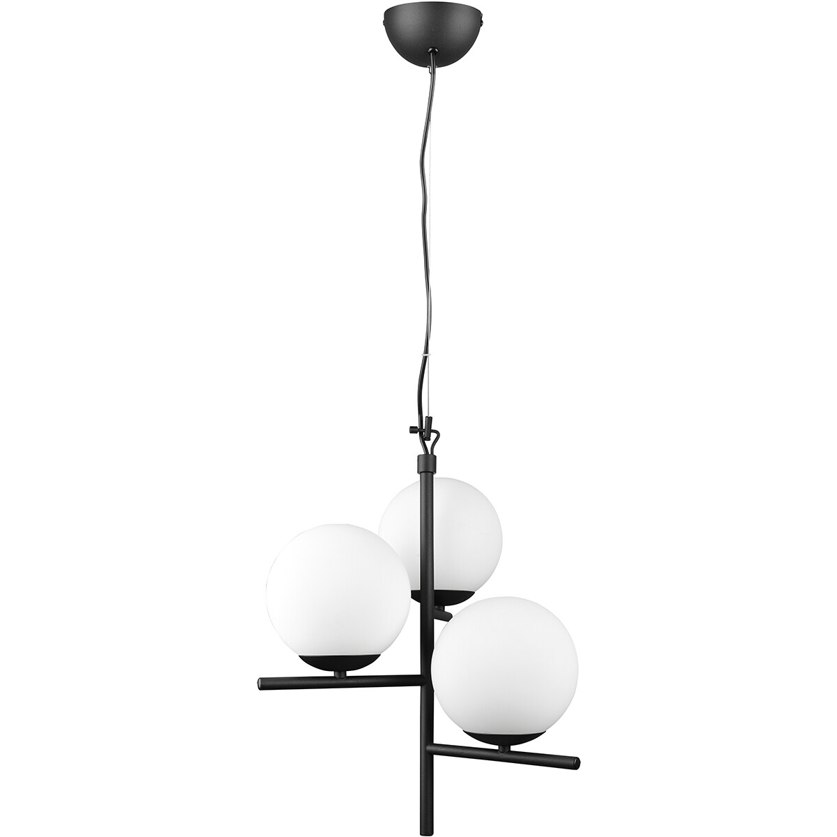 Suspension LED - Luminaire Suspendu - Trion Pora - Douille E14 - Rond - Mat Noir - Aluminium