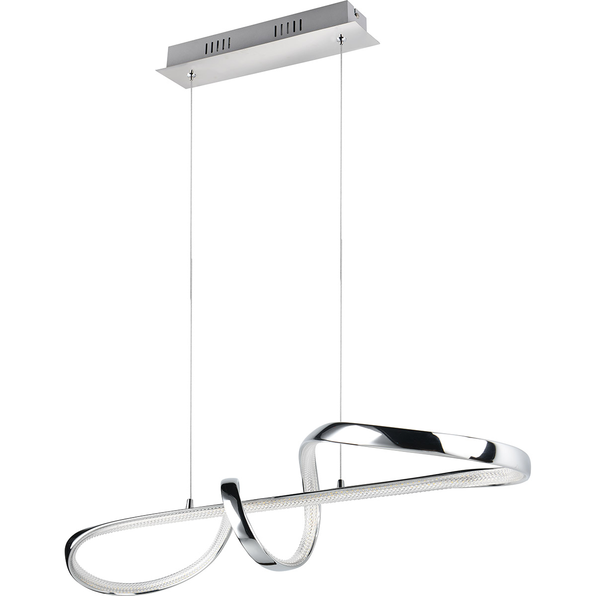 LED Suspension - Éclairage Suspendu - Trion Pudia - 37W - Blanc Naturel 4000K - Gradable - Rond - Chrome Brillant - Métal