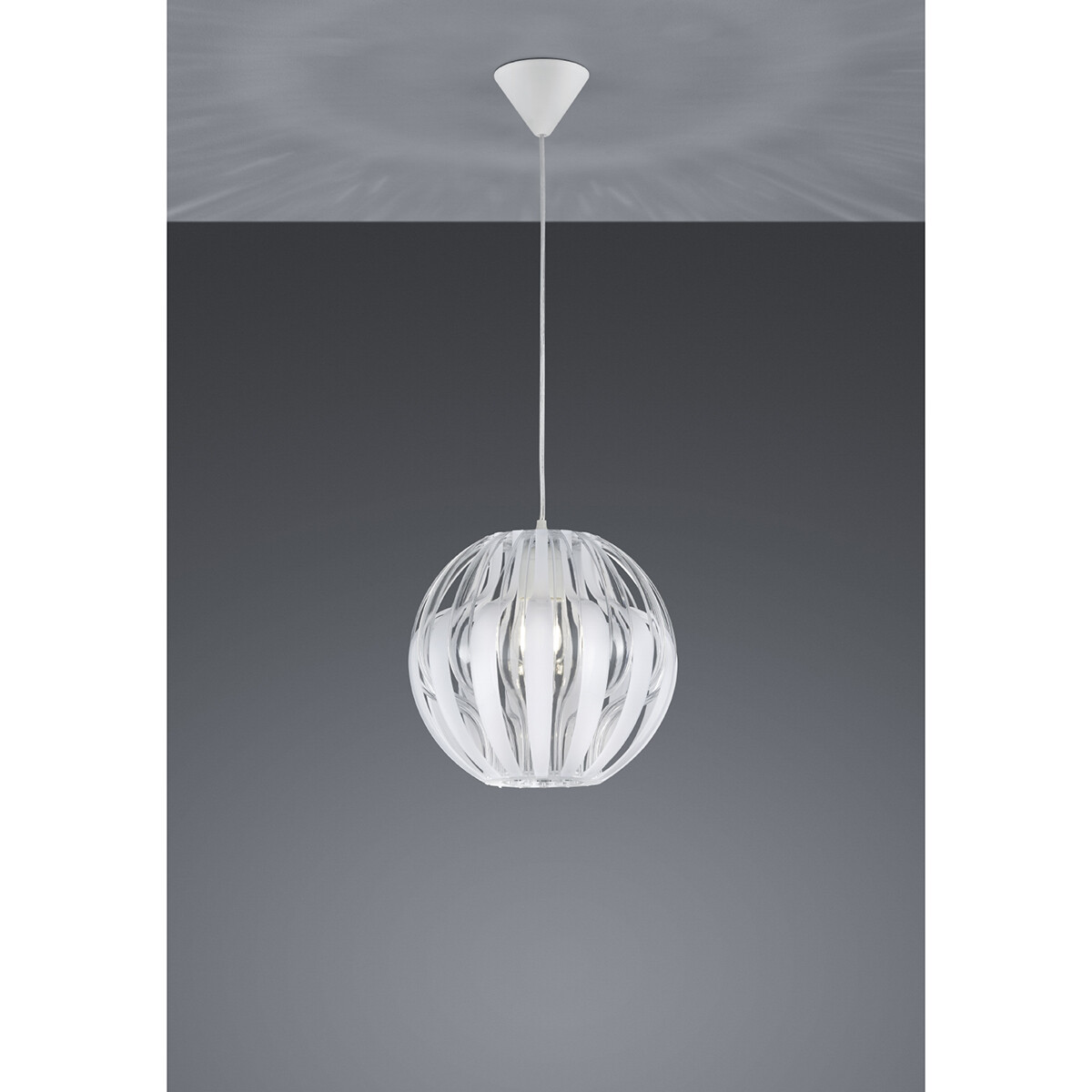 Suspension LED - Luminaire Suspendu - Trion Pumon XL - Douille E27 - Rond - Mat Blanc - Plastique