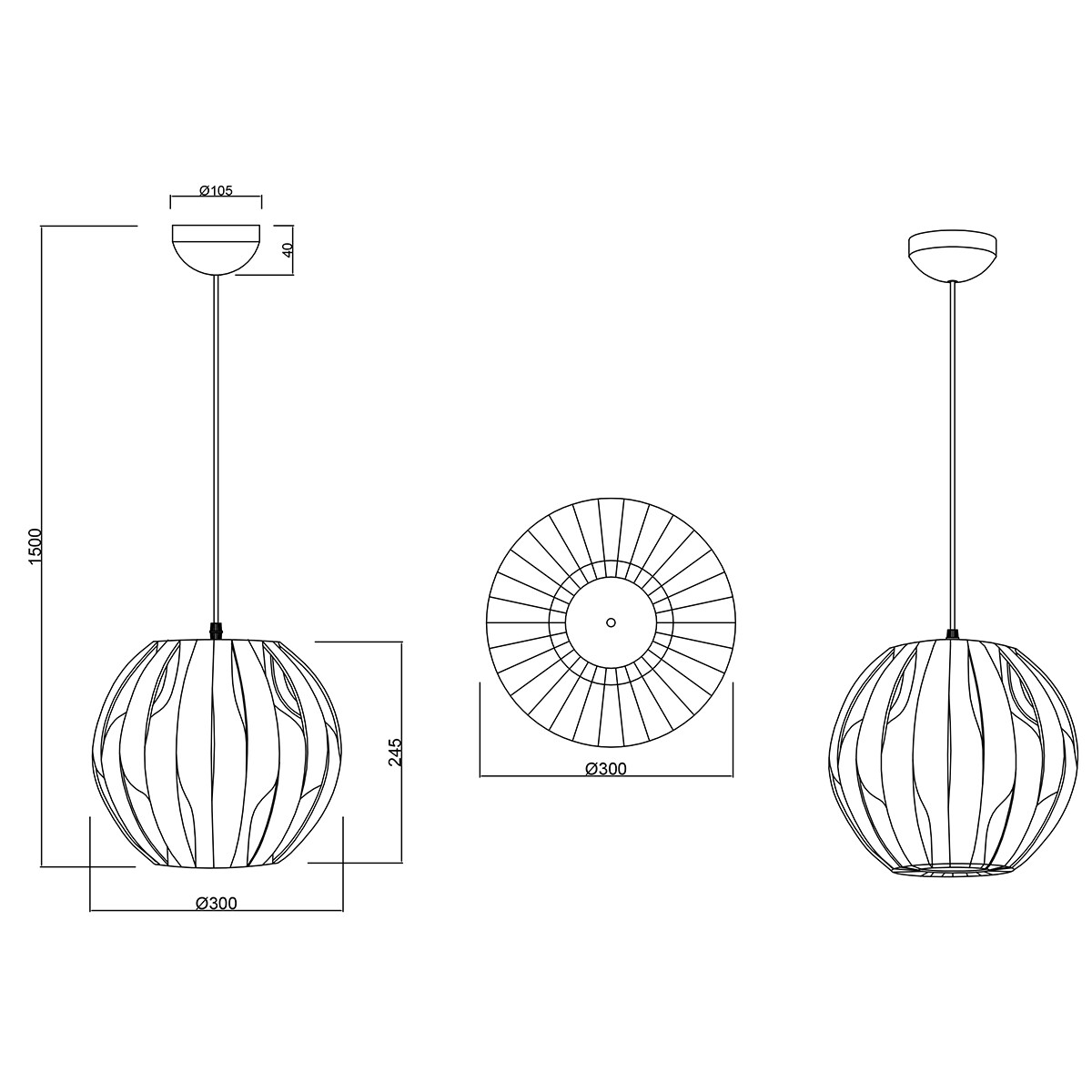 Suspension LED - Luminaire Suspendu - Trion Pumon XL - Douille E27 - Rond - Mat Blanc - Plastique