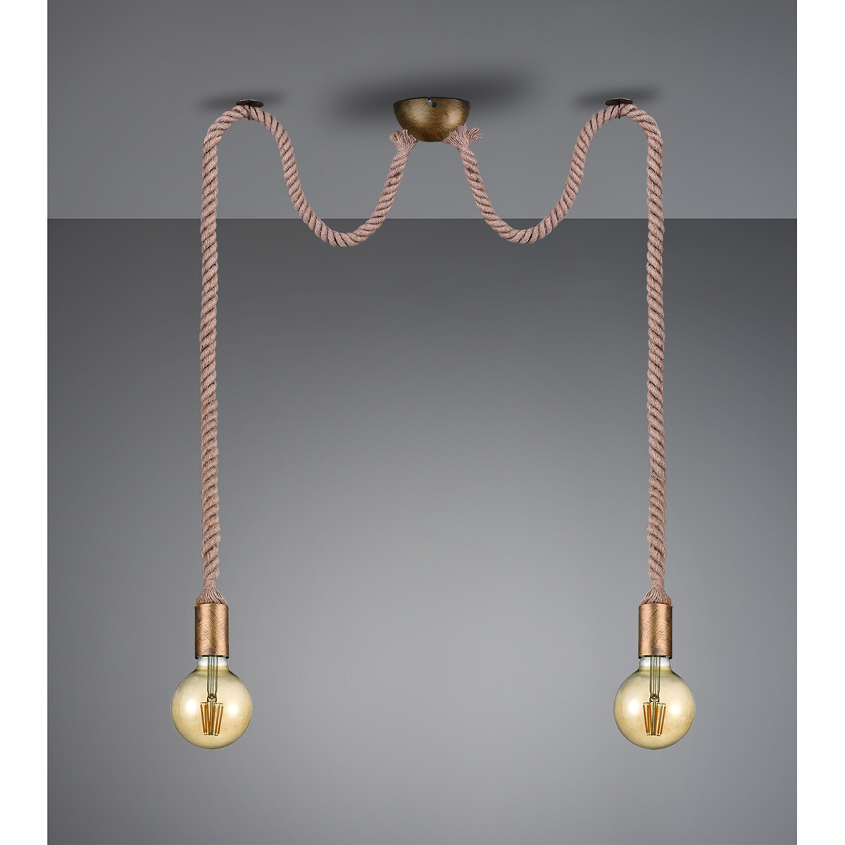 Suspension LED - Luminaire Suspendu - Trion Robin - Douille E27 - 2-lumières - Rond - Bronze Ancien - Aluminium