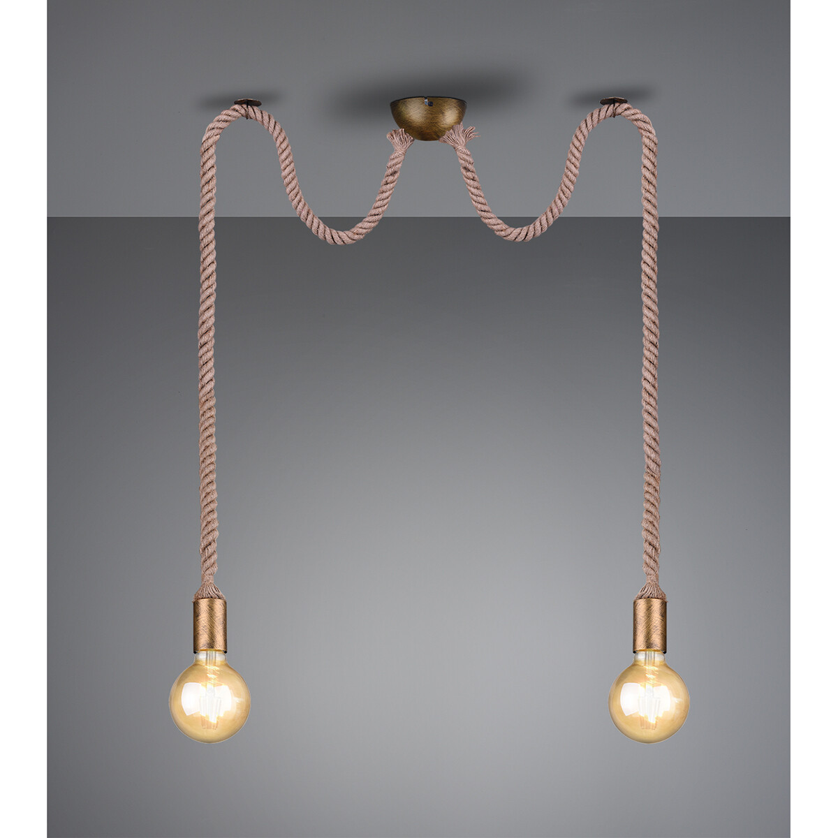 Suspension LED - Luminaire Suspendu - Trion Robin - Douille E27 - 2-lumières - Rond - Bronze Ancien - Aluminium