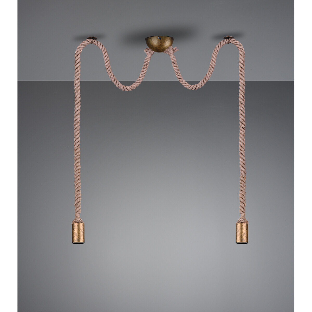 Suspension LED - Luminaire Suspendu - Trion Robin - Douille E27 - 2-lumières - Rond - Bronze Ancien - Aluminium