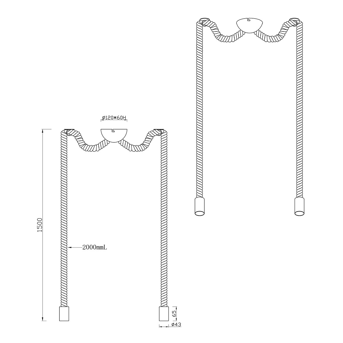 Suspension LED - Luminaire Suspendu - Trion Robin - Douille E27 - 2-lumières - Rond - Bronze Ancien - Aluminium