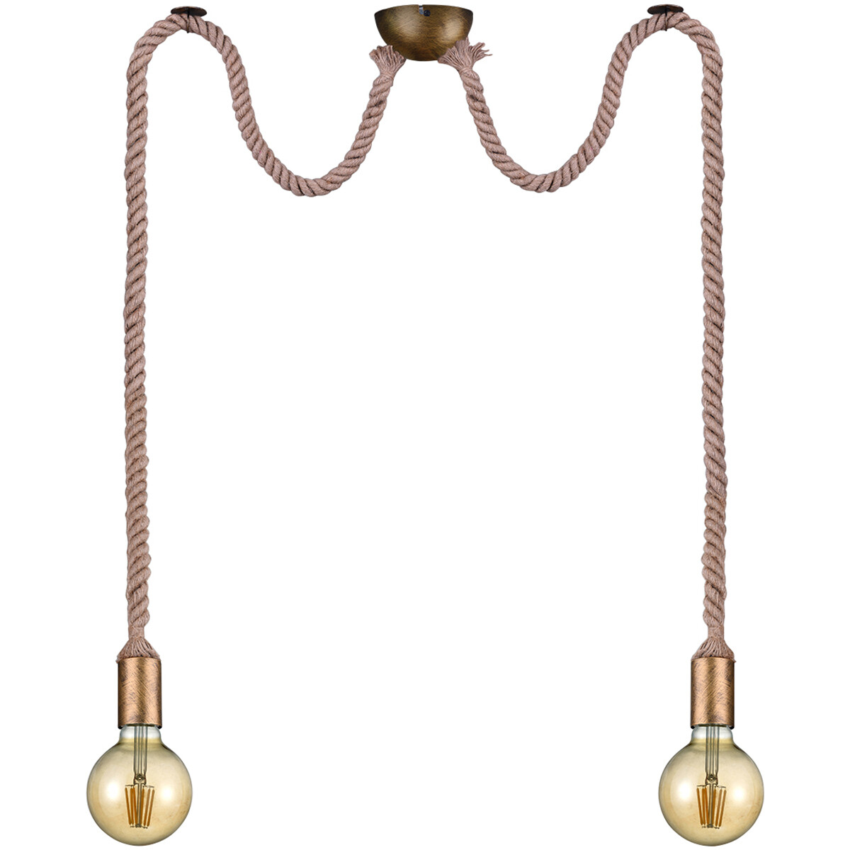 Suspension LED - Luminaire Suspendu - Trion Robin - Douille E27 - 2-lumières - Rond - Bronze Ancien - Aluminium