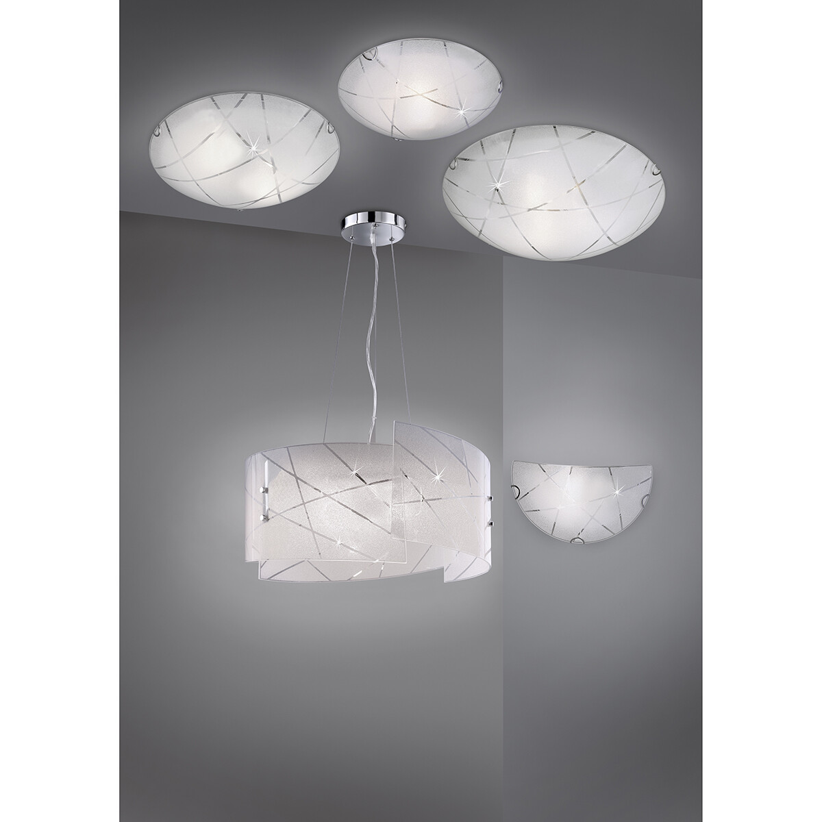 Suspension LED - Luminaire Suspendu - Trion Sandra - Douille E27 - 3-lumières - Rond - Mat Blanc - Verre