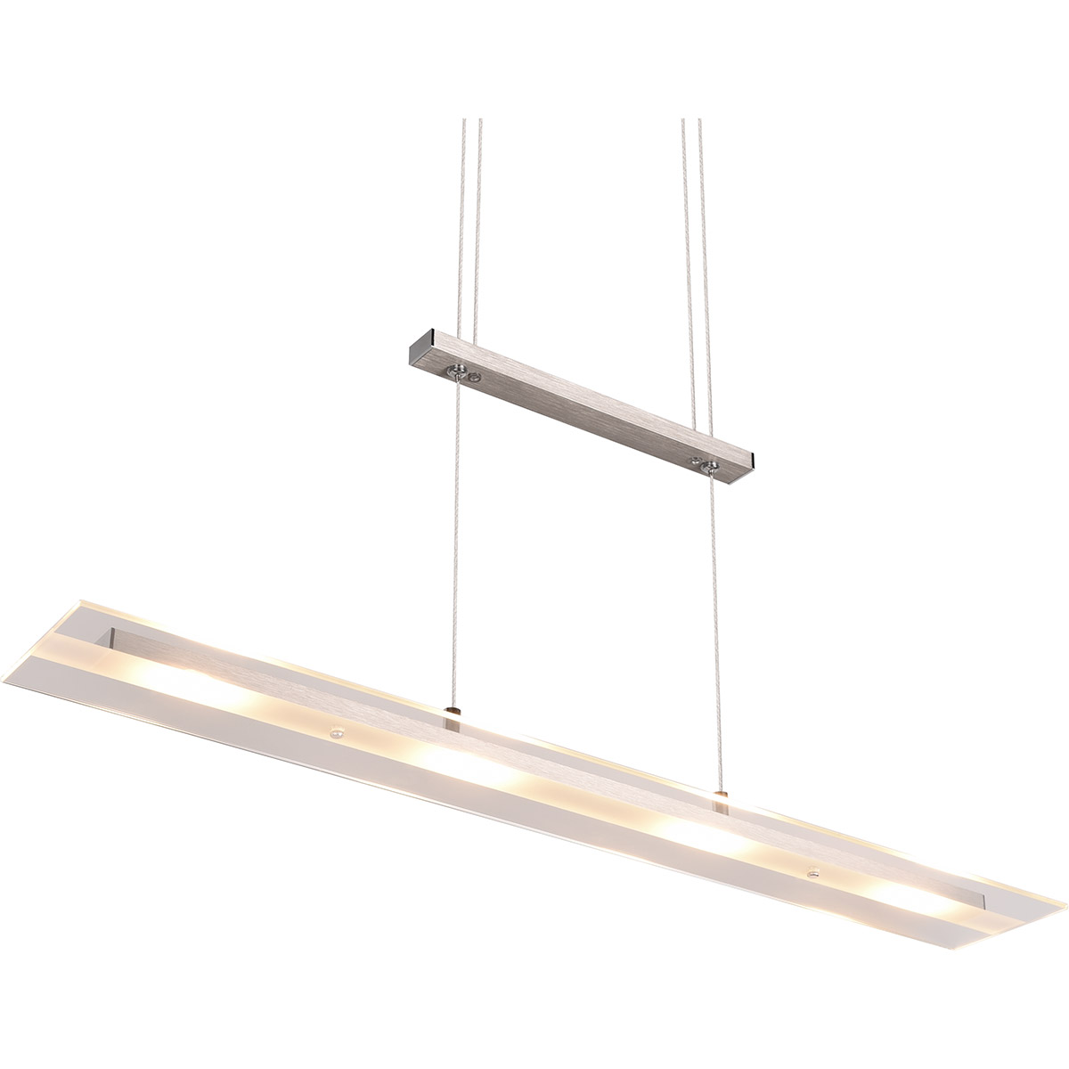 LED Suspension - Éclairage Suspendu - Trion Silom - Blanc Chaud 3000K - 4-lumières - Rectangulaire - Nickel Mat - Métal