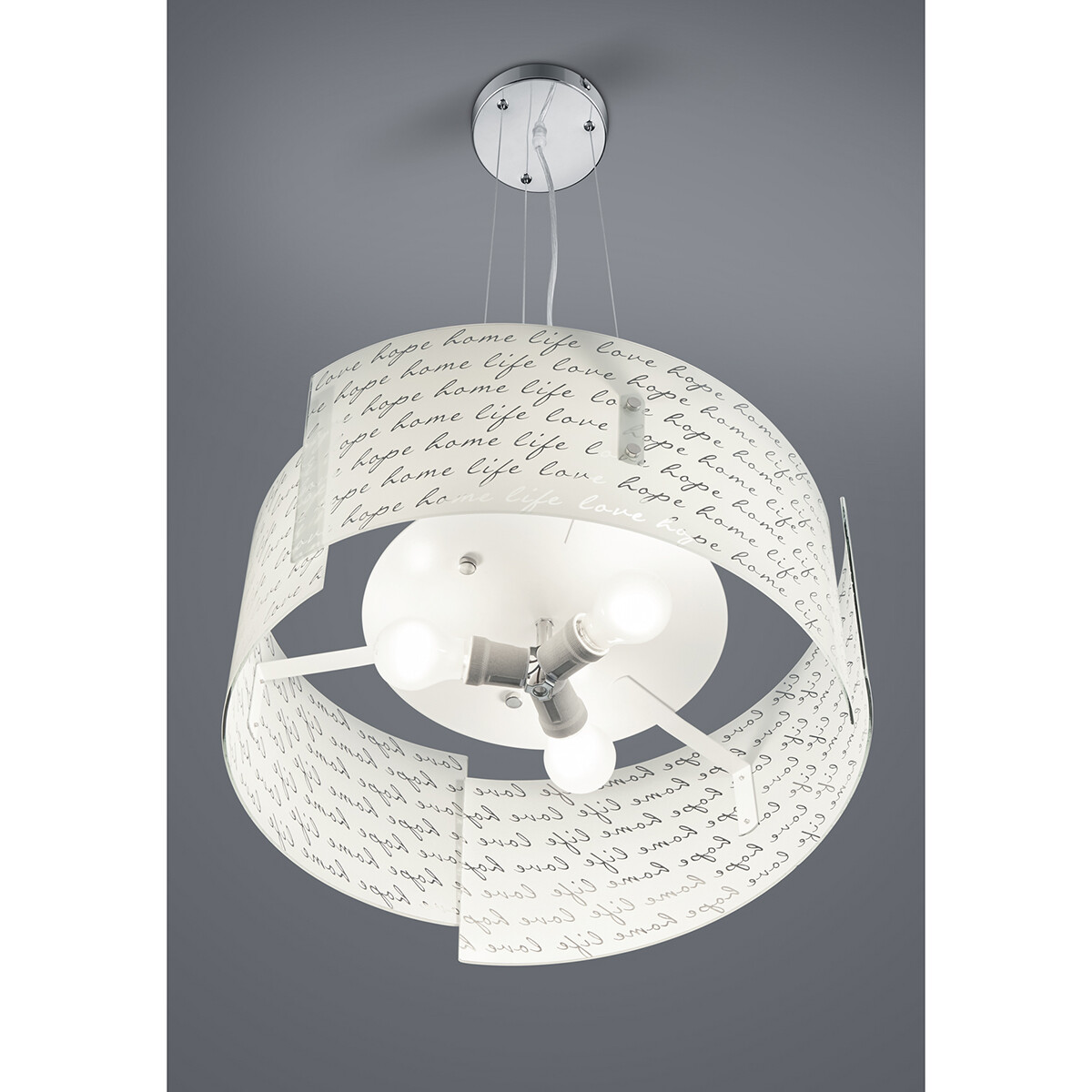 Suspension LED - Luminaire Suspendu - Trion Sonu - Douille E27 - 3-lumières - Rond - Mat Blanc - Aluminium