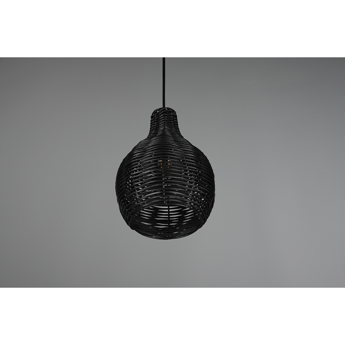 Suspension LED - Luminaire Suspendu - Trion Sparko - Douille E14 - 1-lumière - Rond - Noir - Bois