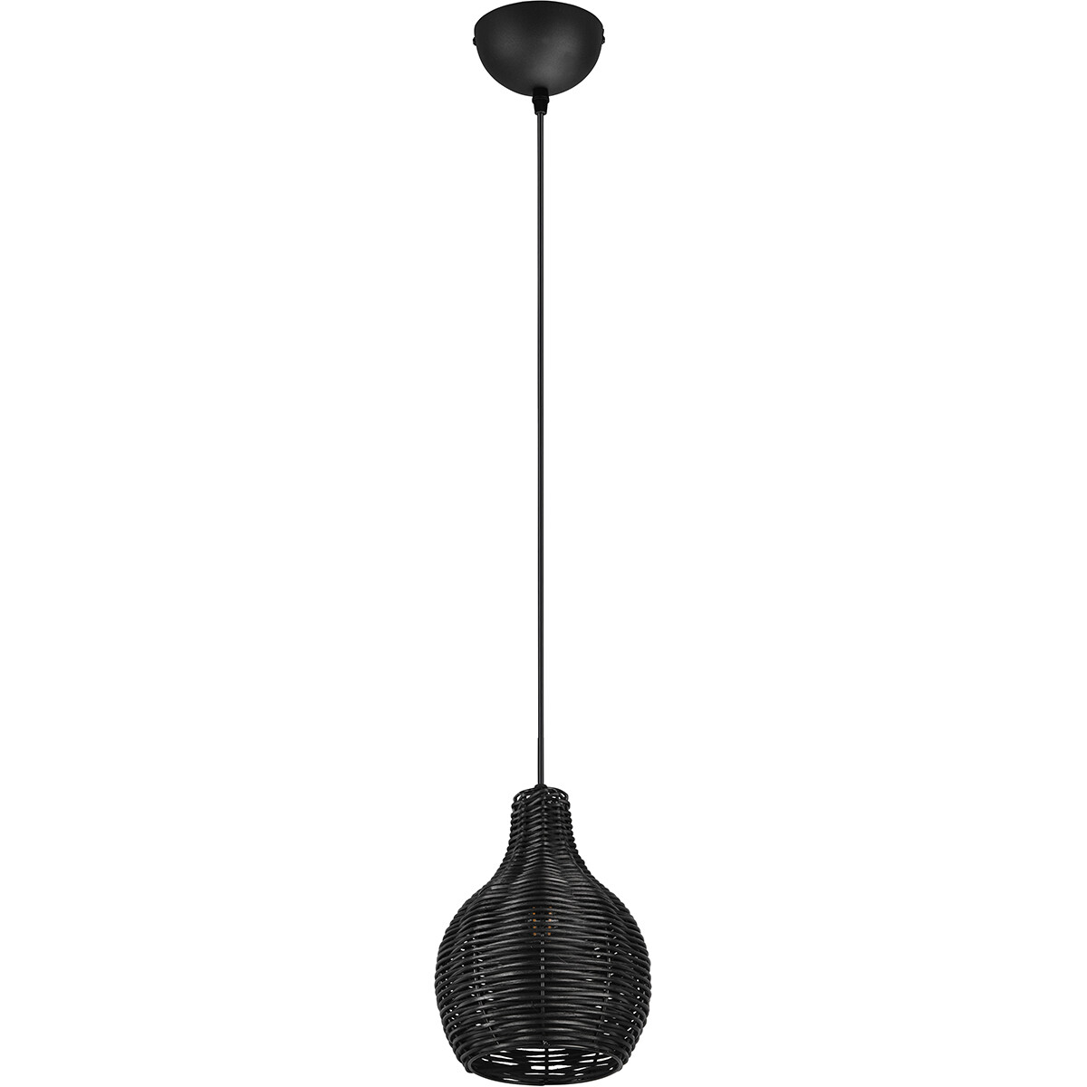 Suspension LED - Luminaire Suspendu - Trion Sparko - Douille E14 - 1-lumière - Rond - Noir - Bois