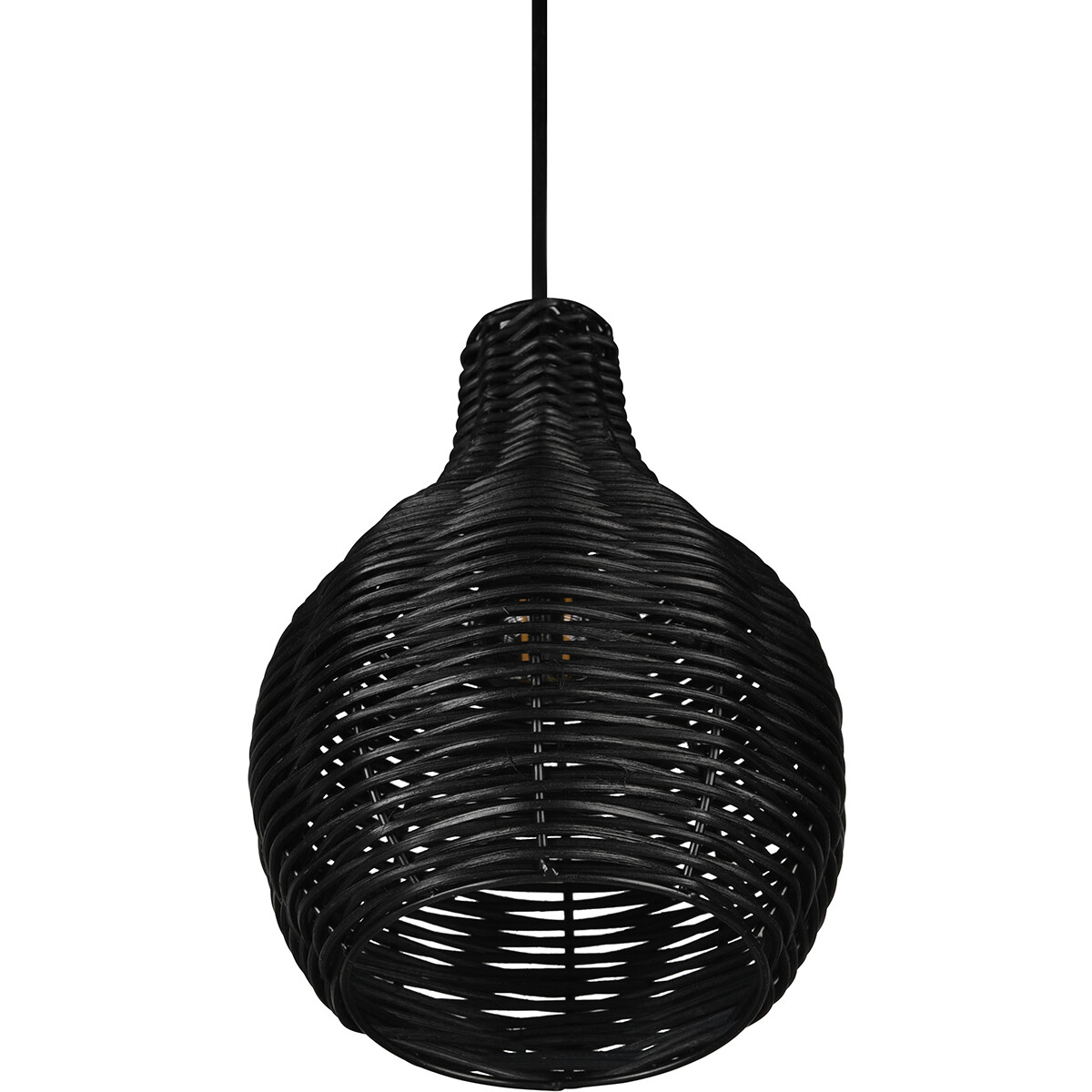 Suspension LED - Luminaire Suspendu - Trion Sparko - Douille E14 - 1-lumière - Rond - Noir - Bois