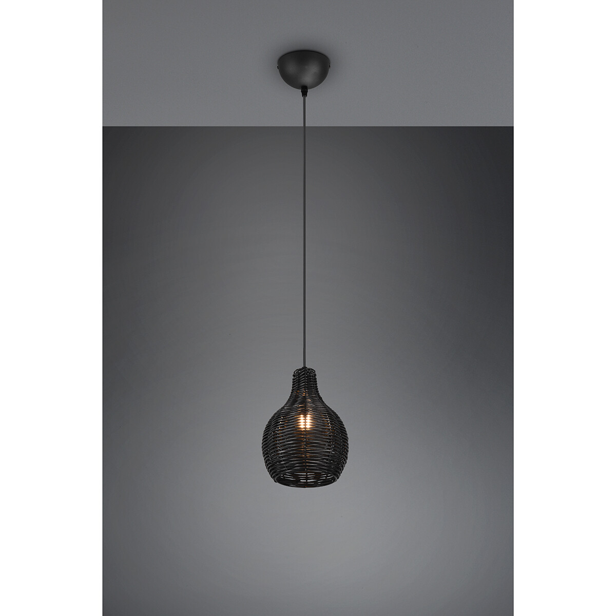 Suspension LED - Luminaire Suspendu - Trion Sparko - Douille E14 - 1-lumière - Rond - Noir - Bois