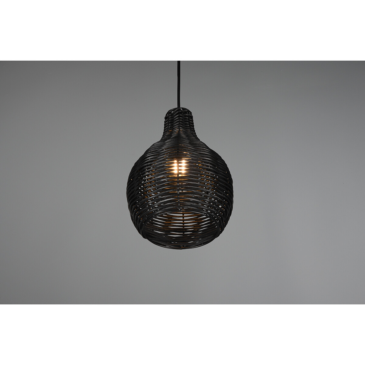 Suspension LED - Luminaire Suspendu - Trion Sparko - Douille E14 - 1-lumière - Rond - Noir - Bois