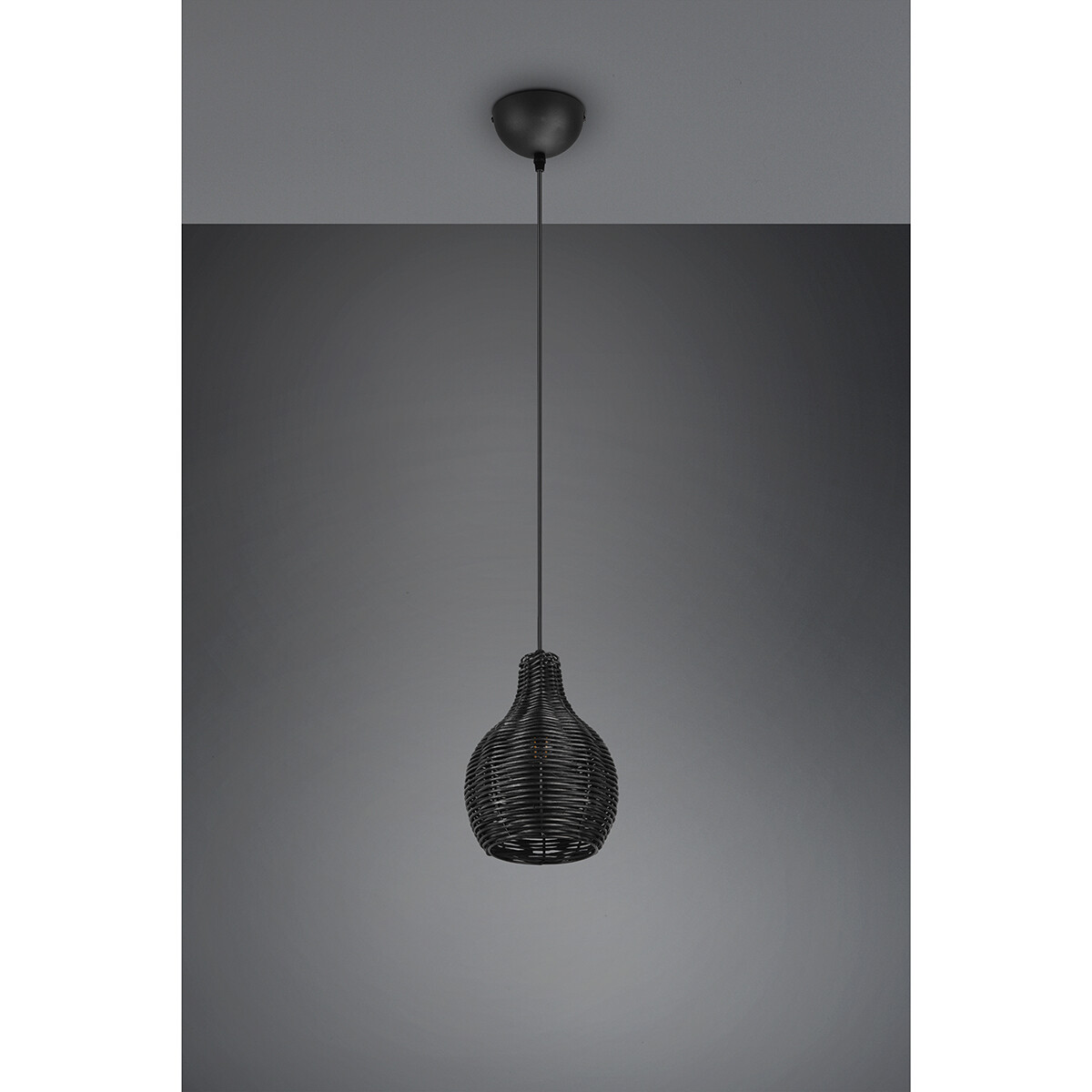 Suspension LED - Luminaire Suspendu - Trion Sparko - Douille E14 - 1-lumière - Rond - Noir - Bois