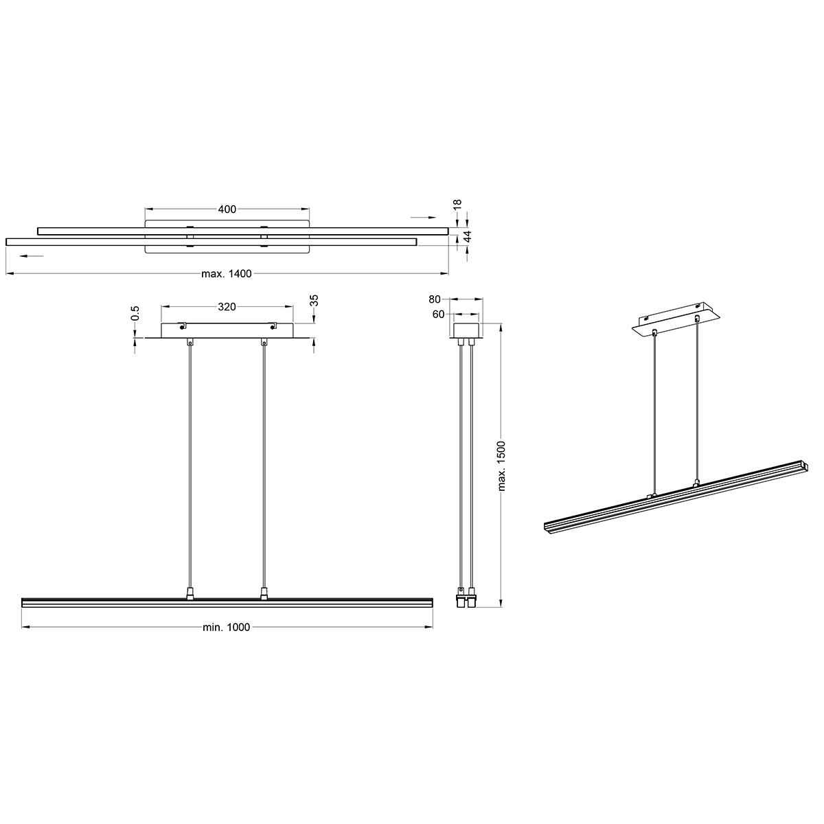 Suspension LED - Luminaire Suspendu - Trion Stilo - 16W - Blanc Neutre 4000K - Rectangle - Mat Chrome - Aluminium