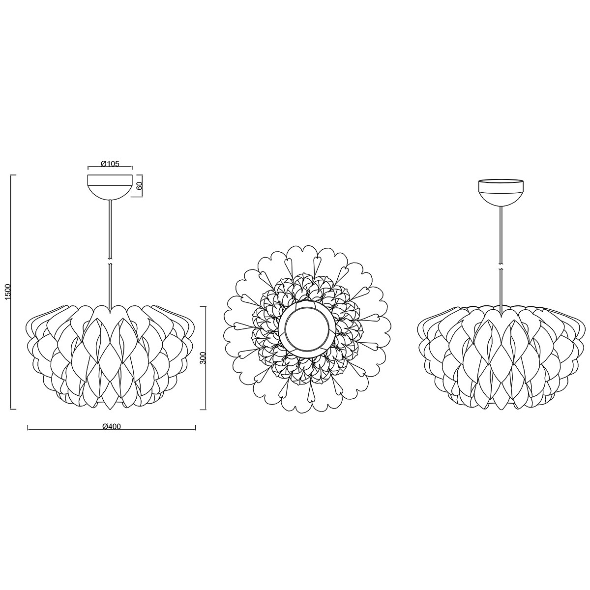 Suspension LED - Luminaire Suspendu - Trion Talia - Douille E27 - Rond - Mat Blanc - Plastique