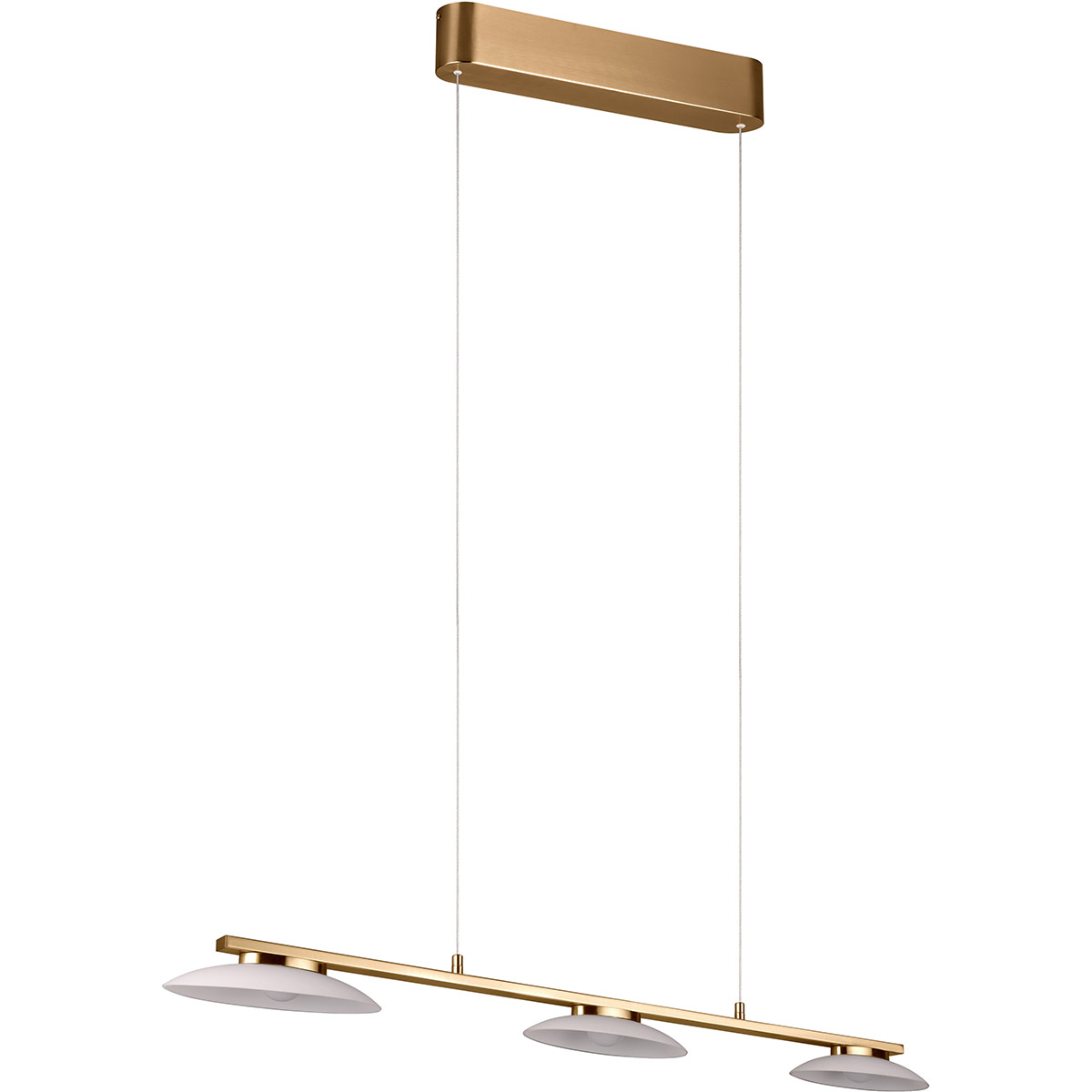 Suspension LED - Éclairage suspendu - Trion Tron - 9W - Blanc Chaud 3000K - 3 lumières - Dimmable - Laiton Mat - Métal