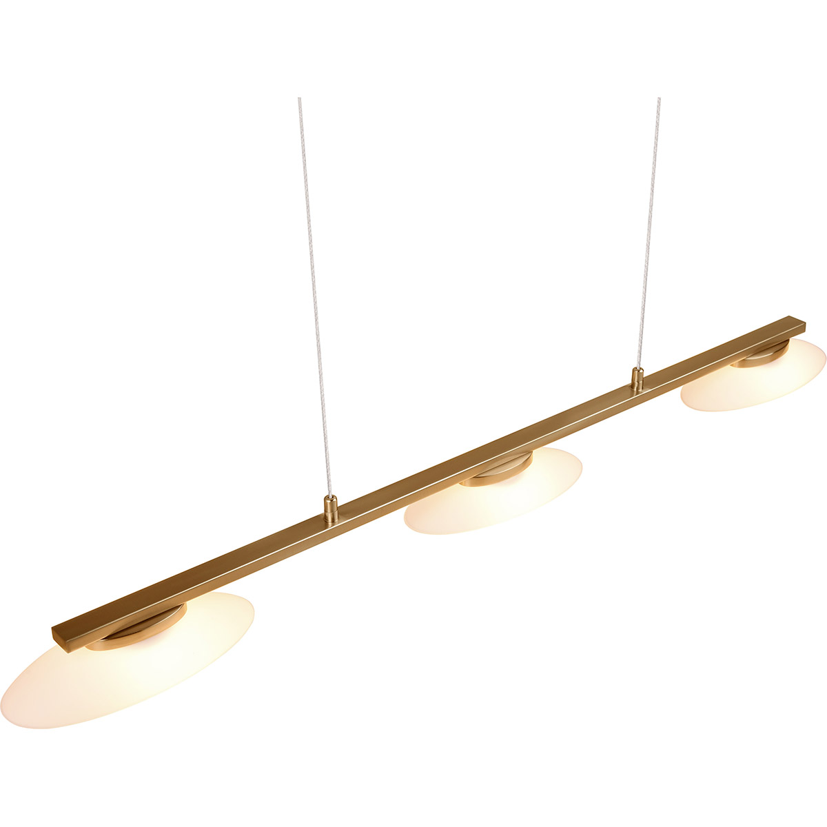 Suspension LED - Éclairage suspendu - Trion Tron - 9W - Blanc Chaud 3000K - 3 lumières - Dimmable - Laiton Mat - Métal