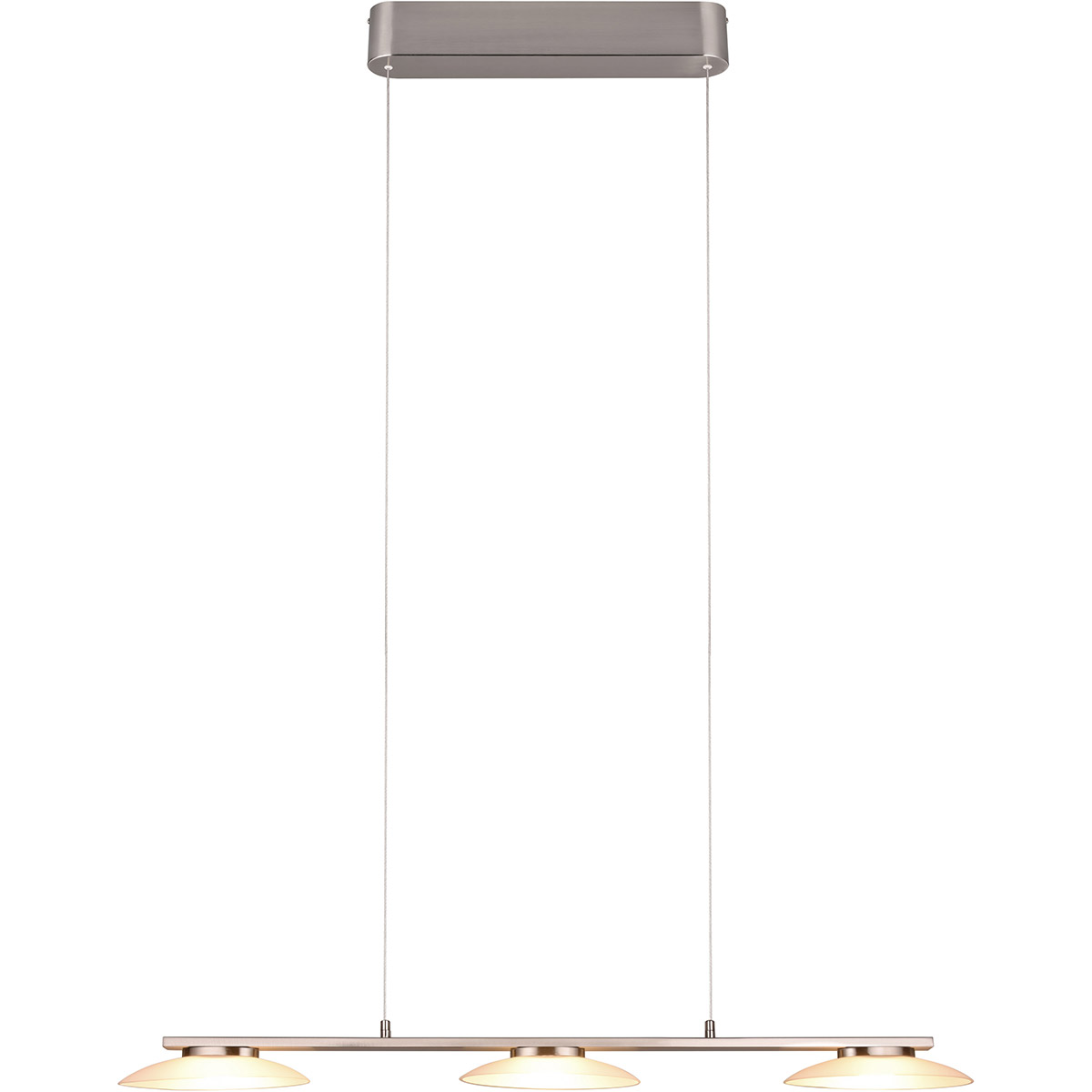 Suspension LED - Éclairage suspendu - Trion Tron - 9W - Blanc Chaud 3000K - 3 lumières - Dimmable - Nickel Mat - Métal