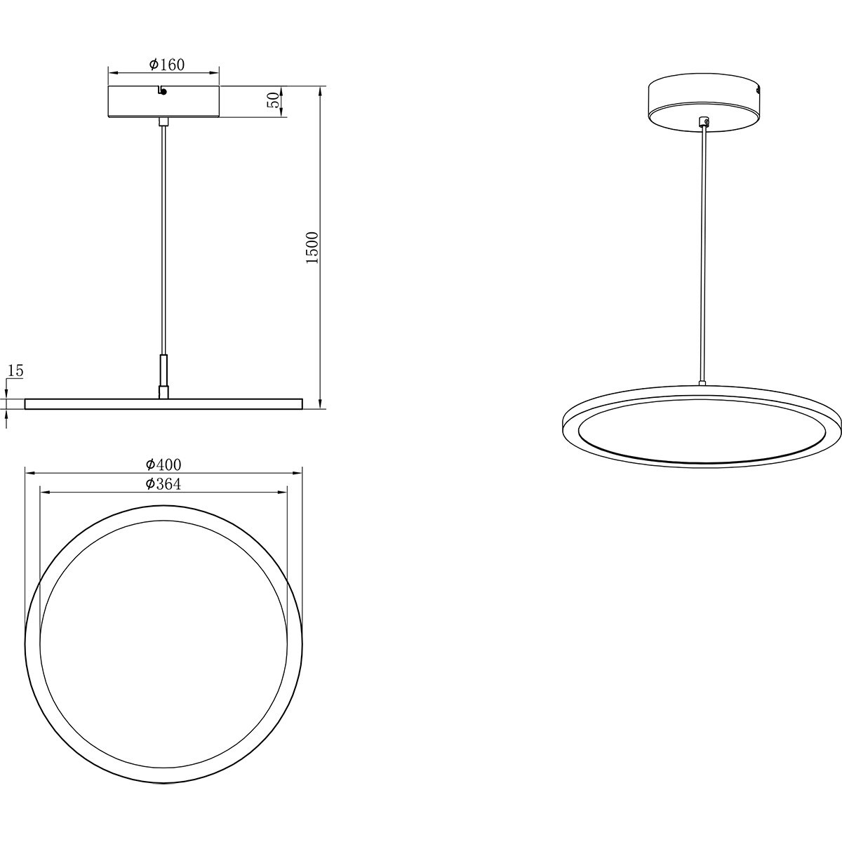 Suspension LED - Luminaire Suspendu - Trion Trula - 29W - Blanc Neutre 4000K - Dimmable - Rond - Mat Blanc - Aluminium