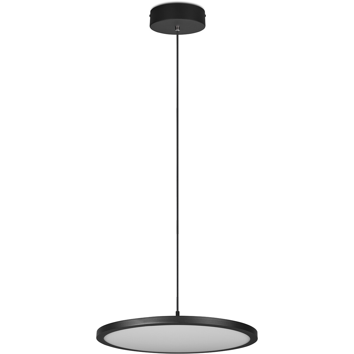 Suspension LED - Luminaire Suspendu - Trion Trula - 29W - Blanc Chaud 3000K - Dimmable - Rond - Mat Noir - Aluminium