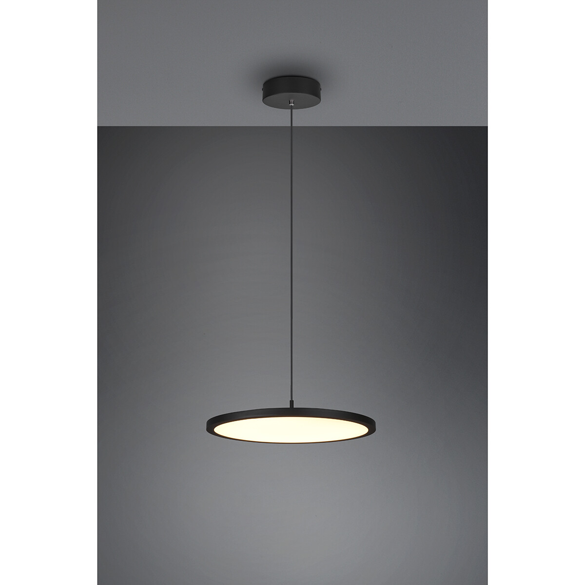 Suspension LED - Luminaire Suspendu - Trion Trula - 29W - Blanc Chaud 3000K - Dimmable - Rond - Mat Noir - Aluminium