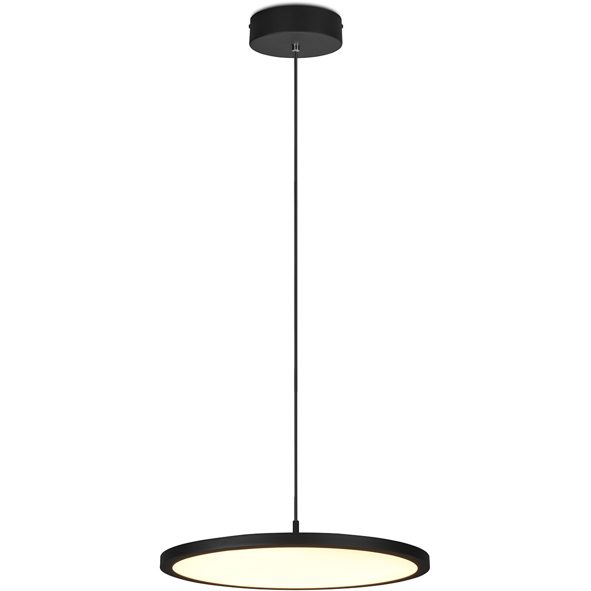 Suspension LED - Luminaire Suspendu - Trion Trula - 29W - Blanc Chaud 3000K - Dimmable - Rond - Mat Noir - Aluminium