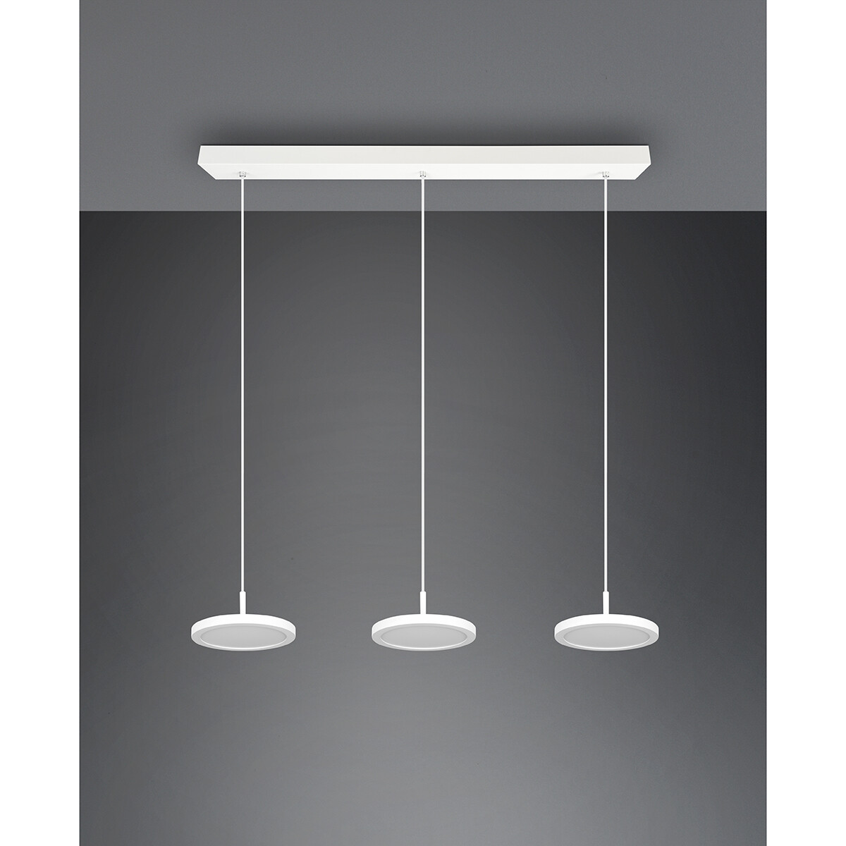 Suspension LED - Luminaire Suspendu - Trion Trula - 30W - 3-lumières - Blanc Neutre 4000K - Dimmable - Rectangle - Mat Blanc - Aluminium