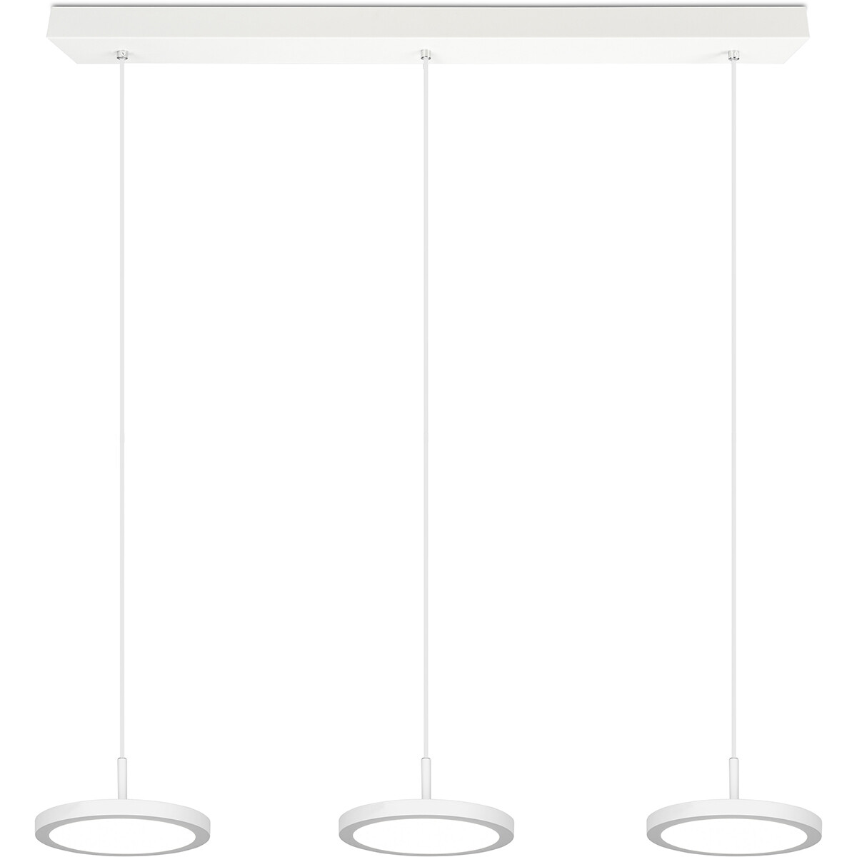 Suspension LED - Luminaire Suspendu - Trion Trula - 30W - 3-lumières - Blanc Neutre 4000K - Dimmable - Rectangle - Mat Blanc - Aluminium