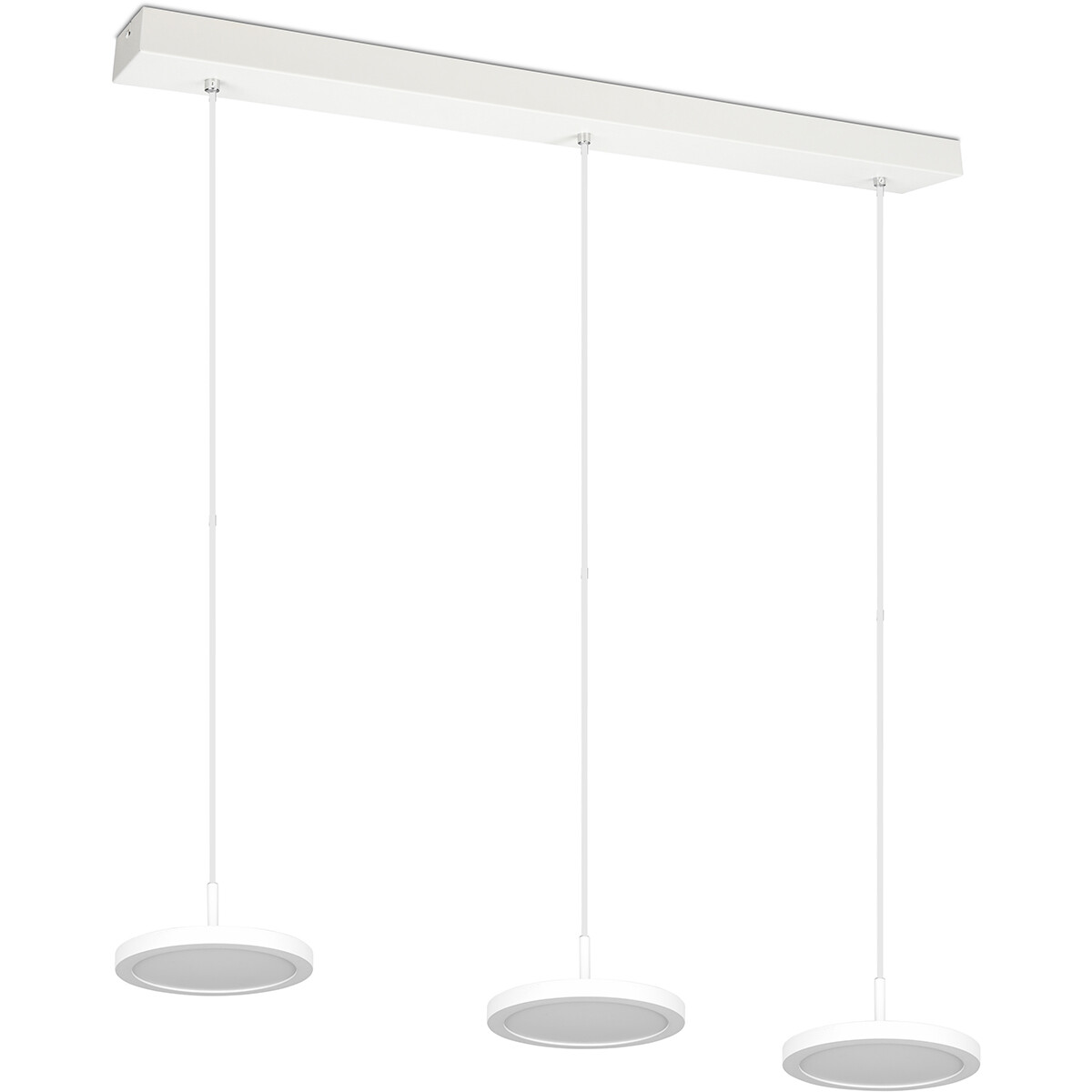 Suspension LED - Luminaire Suspendu - Trion Trula - 30W - 3-lumières - Blanc Neutre 4000K - Dimmable - Rectangle - Mat Blanc - Aluminium