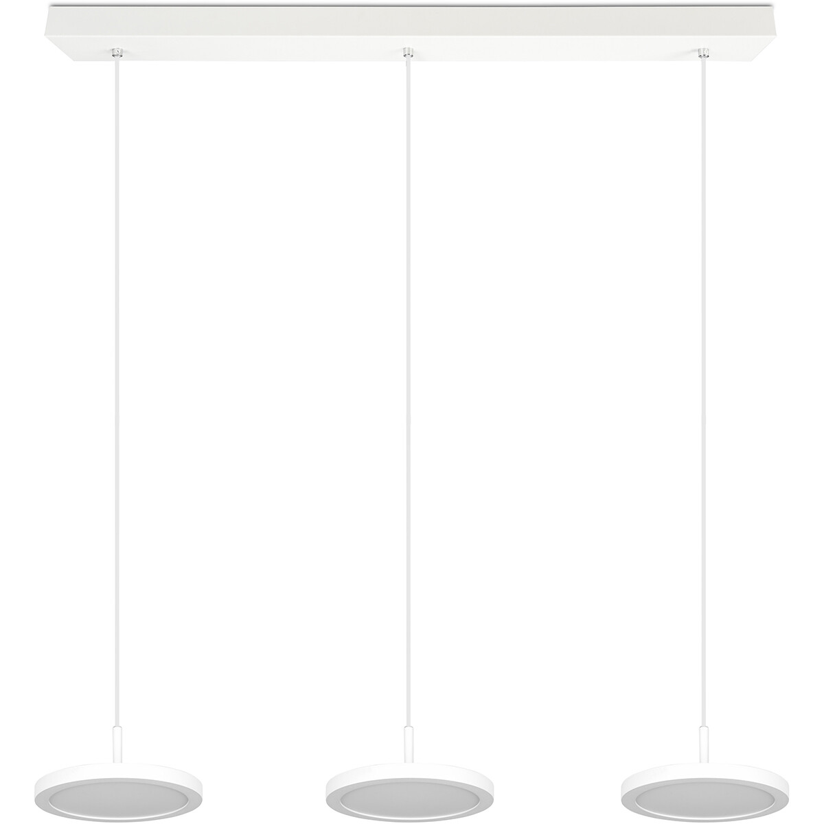 Suspension LED - Luminaire Suspendu - Trion Trula - 30W - 3-lumières - Blanc Neutre 4000K - Dimmable - Rectangle - Mat Blanc - Aluminium