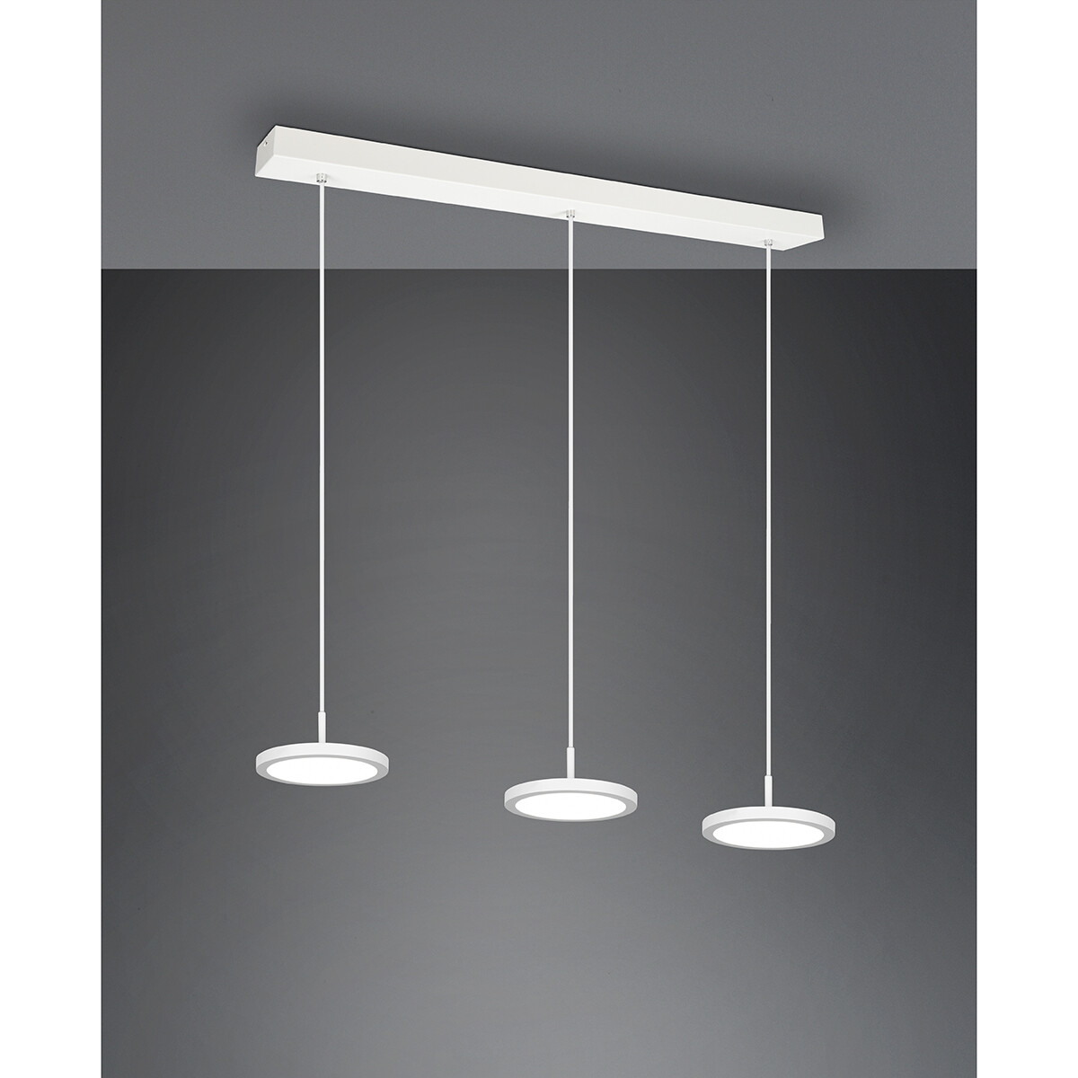 Suspension LED - Luminaire Suspendu - Trion Trula - 30W - 3-lumières - Blanc Neutre 4000K - Dimmable - Rectangle - Mat Blanc - Aluminium