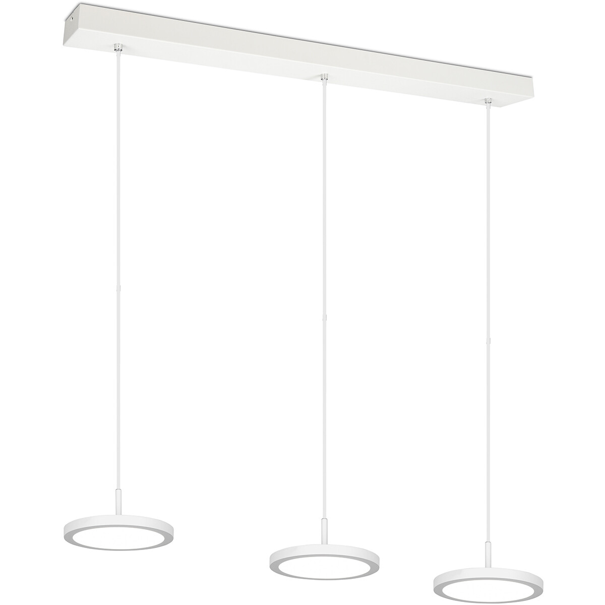 Suspension LED - Luminaire Suspendu - Trion Trula - 30W - 3-lumières - Blanc Neutre 4000K - Dimmable - Rectangle - Mat Blanc - Aluminium