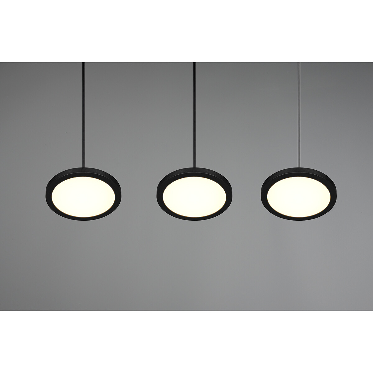 Suspension LED - Luminaire Suspendu - Trion Trula - 30W - 3-lumières - Blanc Chaud 3000K - Dimmable - Rectangle - Mat Noir - Aluminium