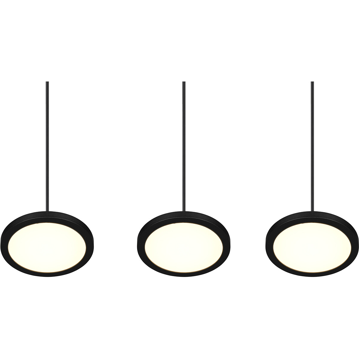 Suspension LED - Luminaire Suspendu - Trion Trula - 30W - 3-lumières - Blanc Chaud 3000K - Dimmable - Rectangle - Mat Noir - Aluminium