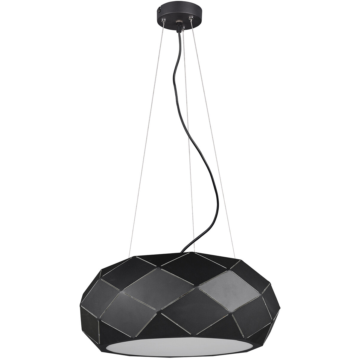 Suspension LED - Luminaire Suspendu - Trion Zanda - Douille E27 - 3-lumières - Rond - Mat Noir - Aluminium