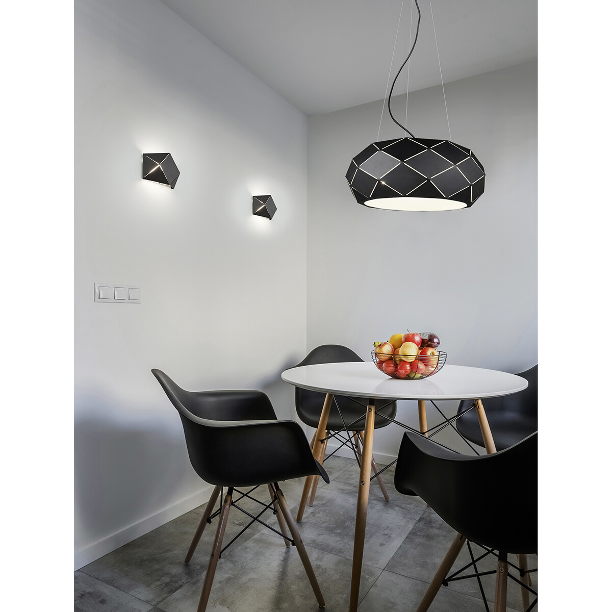 Suspension LED - Luminaire Suspendu - Trion Zanda - Douille E27 - 3-lumières - Rond - Mat Noir - Aluminium