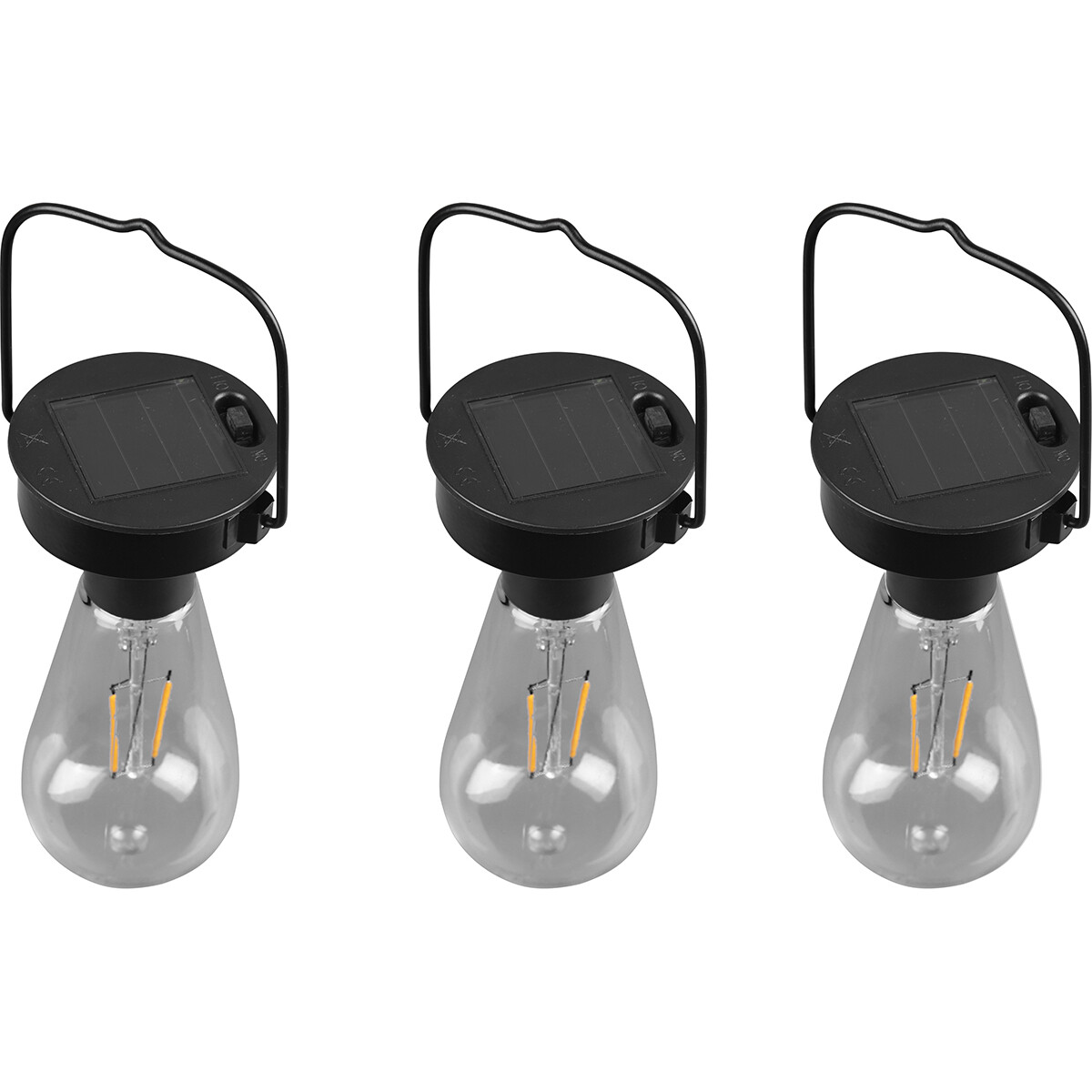 Pack Suspension LED avec énergie solaire 3 - Trion Camira - Capteur Jour/Nuit - Étanche aux Éclaboussures IP44 - Rond - Mat Noir - Aluminium