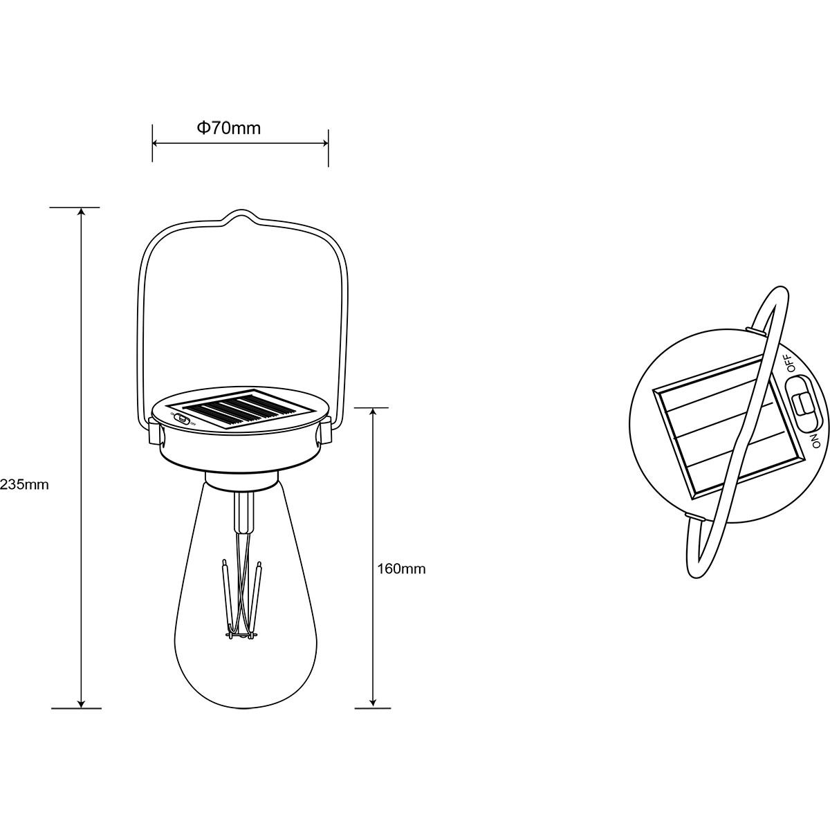 Pack Suspension LED avec énergie solaire 3 - Trion Camira - Capteur Jour/Nuit - Étanche aux Éclaboussures IP44 - Rond - Mat Noir - Aluminium